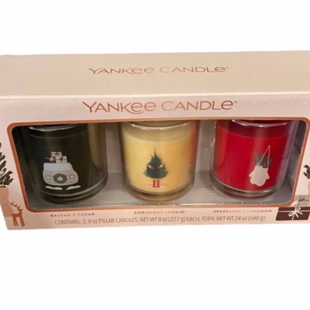 Yankee candle holiday pillar candle kit set of 3 candles 3.8 oz each